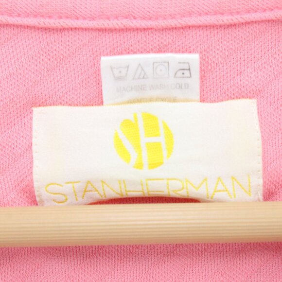Stan Herman Terry Short Sleeve Zip Short Robe Womens Large L Pink Solid Full Zip - Picture 6 of 10